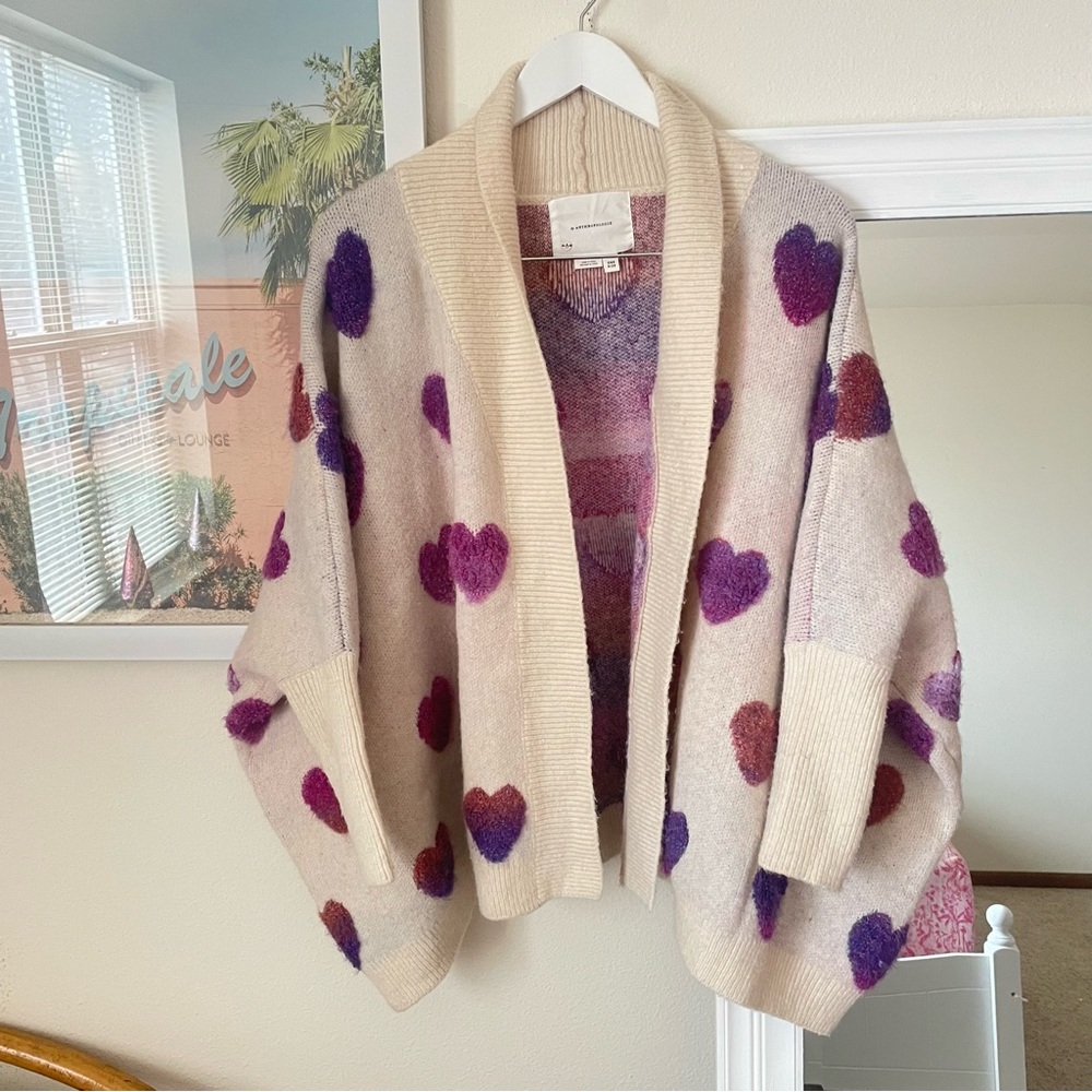 Anthropologie Rare Ombre Heart Cropped Kimono Cardigan - Picture 4 of 7